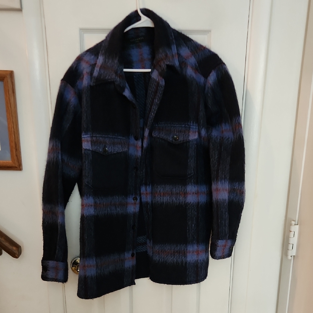 Allsaints Gallaway Oversized Flannel Shirt Jacket